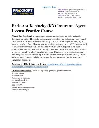 Endeavor Kentucky (KY) Insurance Agent License Practice Course