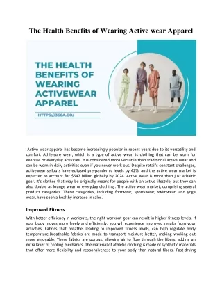 The Health Benefits of Wearing Activewear Apparel