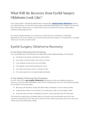 What will My Recovery from Eyelid Surgery Oklahoma Look Like