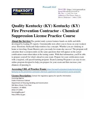 Quality Kentucky (KY) Kentucky (KY) Fire Prevention Contractor - Chemical Suppre