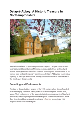 Delapré Abbey-A Historic Treasure in Northamptonshire