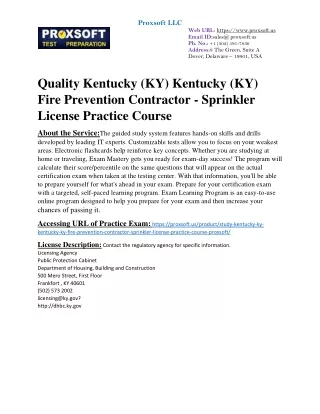 Quality Kentucky (KY) Kentucky (KY) Fire Prevention Contractor - Sprinkler Licen