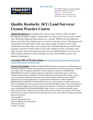 Quality Kentucky (KY) Land Surveyor License Practice Course