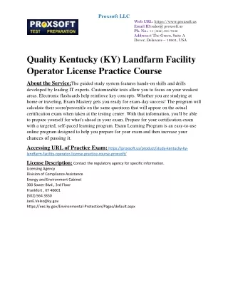 Quality Kentucky (KY) Landfarm Facility Operator License Practice Course