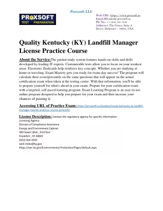 Quality Kentucky (KY) Landfill Manager License Practice Course