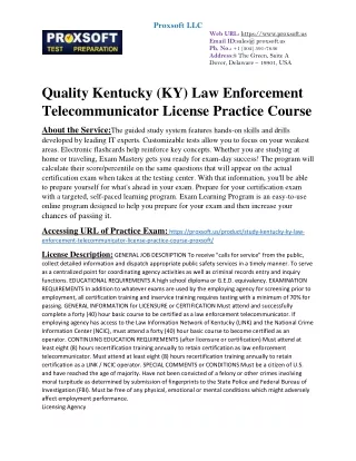 Quality Kentucky (KY) Law Enforcement Telecommunicator License Practice Course