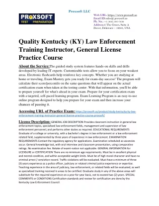 Quality Kentucky (KY) Law Enforcement Training Instructor, General License Pract