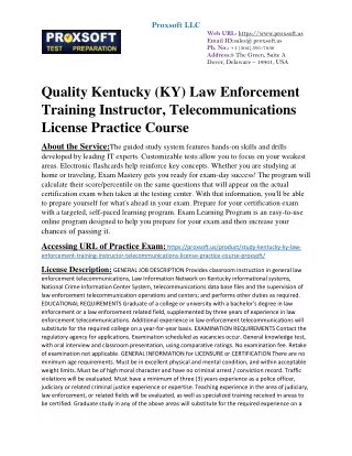 Quality Kentucky (KY) Law Enforcement Training Instructor, Telecommunications Li