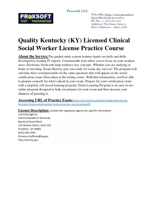 Quality Kentucky (KY) Licensed Clinical Social Worker License Practice Course