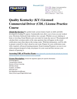 Quality Kentucky (KY) Licensed Commercial Driver (CDL) License Practice Course