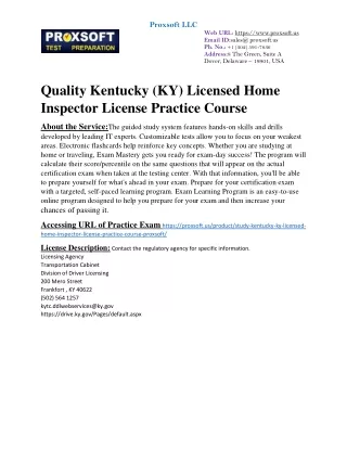 Quality Kentucky (KY) Licensed Home Inspector License Practice Course