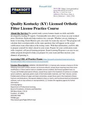 Quality Kentucky (KY) Licensed Orthotic Fitter License Practice Course