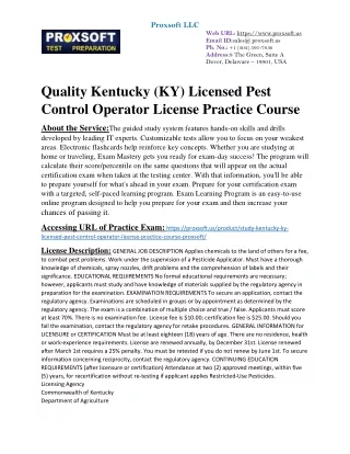 Quality Kentucky (KY) Licensed Pest Control Operator License Practice Course