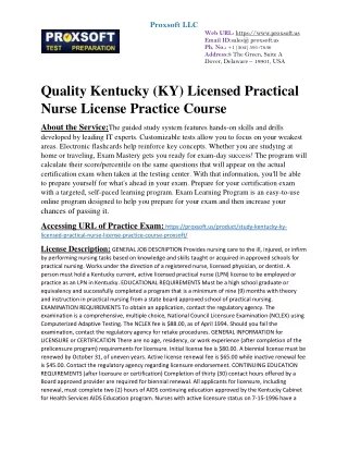 Quality Kentucky (KY) Licensed Practical Nurse License Practice Course