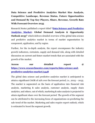 Data Science and Predictive Analytics Market Analysis 2035
