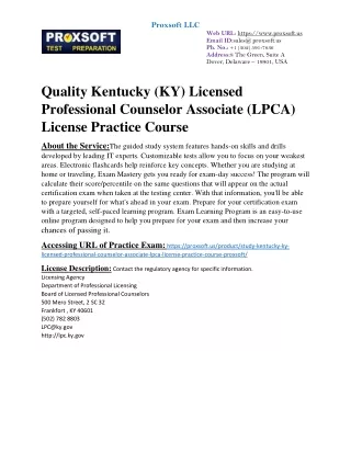 Quality Kentucky (KY) Licensed Professional Counselor Associate (LPCA) License P