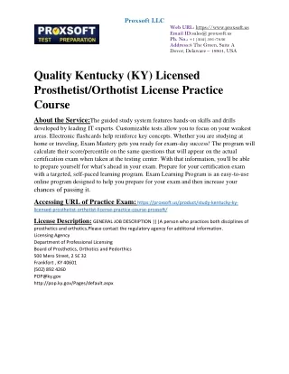 Quality Kentucky (KY) Licensed Prosthetist/Orthotist License Practice Course