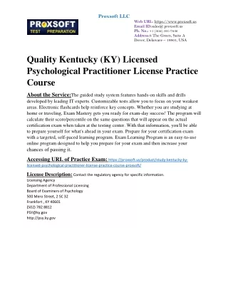 Quality Kentucky (KY) Licensed Psychological Practitioner License Practice Cours