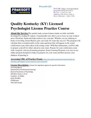 Quality Kentucky (KY) Licensed Psychologist License Practice Course