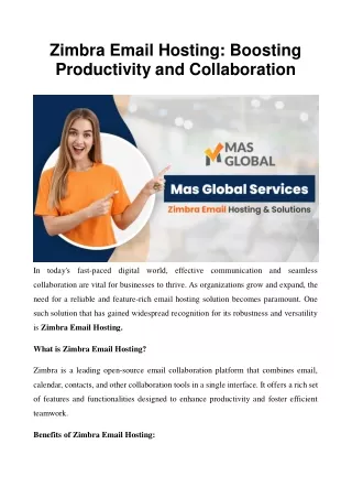 Zimbra Email Hosting | MAS Global Services