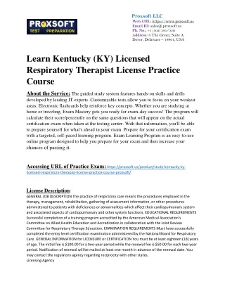 Learn Kentucky (KY) Licensed Respiratory Therapist License Practice Course