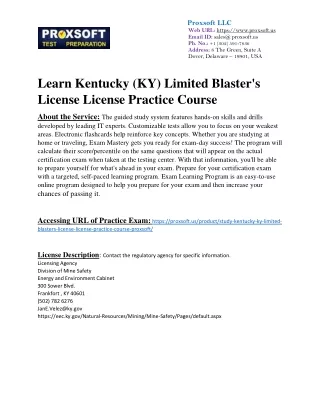 Learn Kentucky (KY) Limited Blaster's License License Practice Course