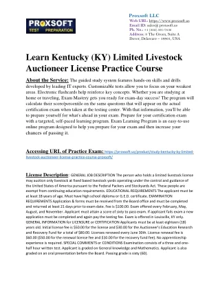 Learn Kentucky (KY) Limited Livestock Auctioneer License Practice Course