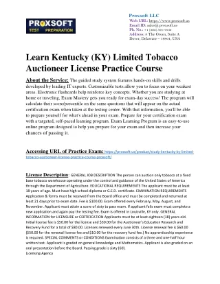 Learn Kentucky (KY) Limited Tobacco Auctioneer License Practice Course