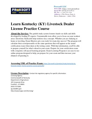 Learn Kentucky (KY) Livestock Dealer License Practice Course