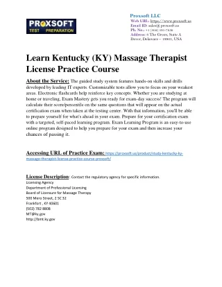 Learn Kentucky (KY) Massage Therapist License Practice Course