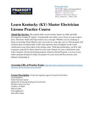 Learn Kentucky (KY) Master Electrician License Practice Course