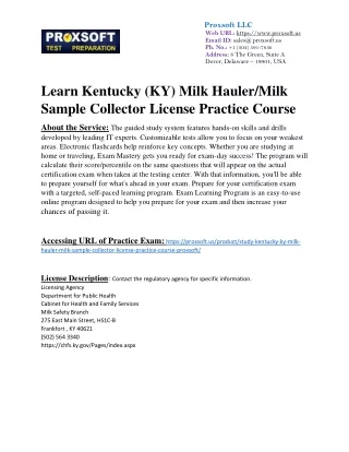 Learn Kentucky (KY) Milk Hauler/Milk Sample Collector License Practice Course