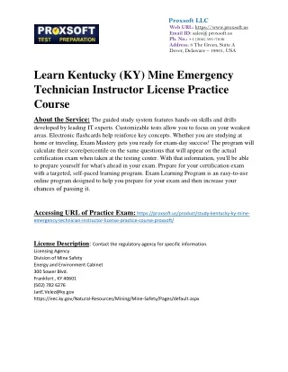 Learn Kentucky (KY) Mine Emergency Technician Instructor License Practice Course