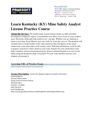 Learn Kentucky (KY) Mine Safety Analyst License Practice Course