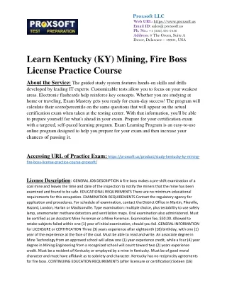 Learn Kentucky (KY) Mining, Fire Boss License Practice Course