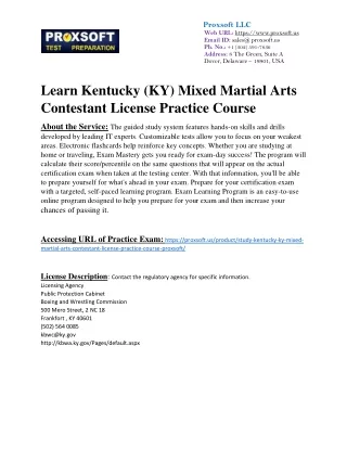 Learn Kentucky (KY) Mixed Martial Arts Contestant License Practice Course