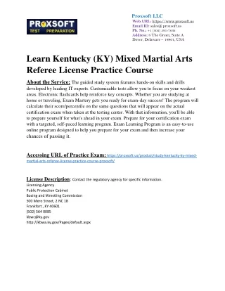 Learn Kentucky (KY) Mixed Martial Arts Referee License Practice Course