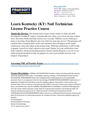 Learn Kentucky (KY) Nail Technician License Practice Course