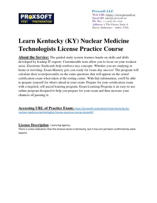 Learn Kentucky (KY) Nuclear Medicine Technologists License Practice Course