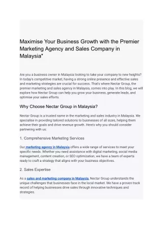 Maximise Your Business Growth with the Premier Marketing Agency and Sales Compan