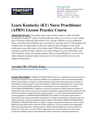 Learn Kentucky (KY) Nurse Practitioner (APRN) License Practice Course