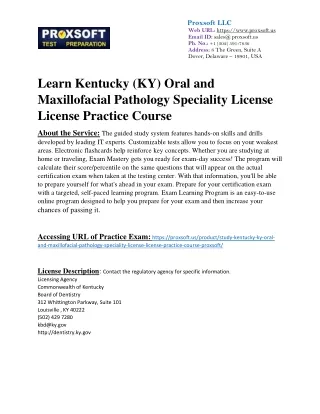 Learn Kentucky (KY) Oral and Maxillofacial Pathology Speciality License License