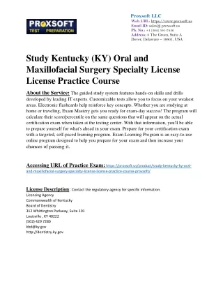 Study Kentucky (KY) Oral and Maxillofacial Surgery Specialty License License Pra