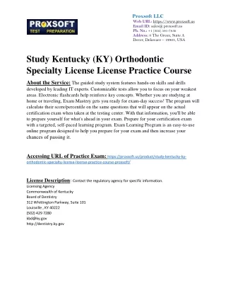 Study Kentucky (KY) Orthodontic Specialty License License Practice Course