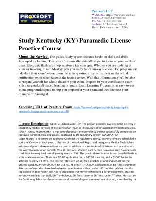 Study Kentucky (KY) Paramedic License Practice Course