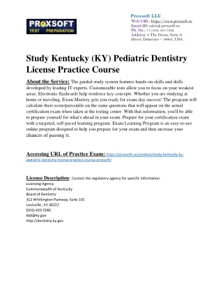 Study Kentucky (KY) Pediatric Dentistry License Practice Course