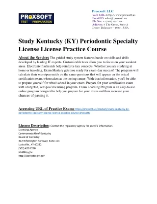 Study Kentucky (KY) Periodontic Specialty License License Practice Course