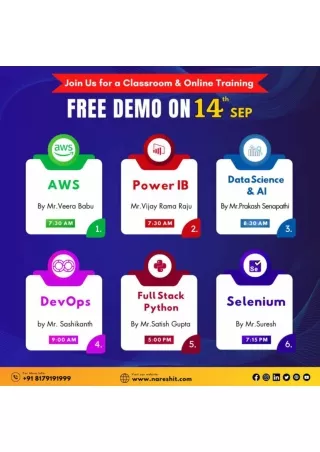 Free Demo's  On 14th sep