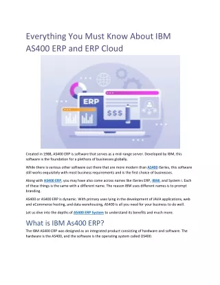 Everything You Must Know About IBM AS400 ERP and ERP Cloud