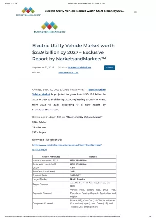 Electric Utility Vehicle Market worth $23.9 billion by 2027